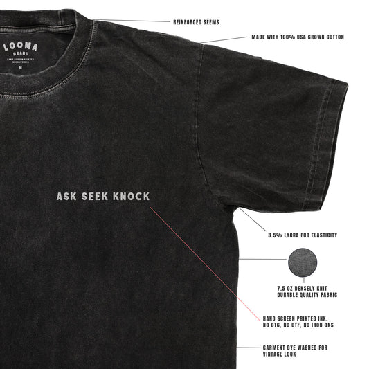 Ask Seek Knock Designer Tee w/ Back Hit